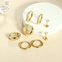 4 Pair of Stainless Steel Earrings for Women. Gold Plated Jewelry, CZ Fashion Hoop Earrings, Perfect for Daily Wear or Gifting