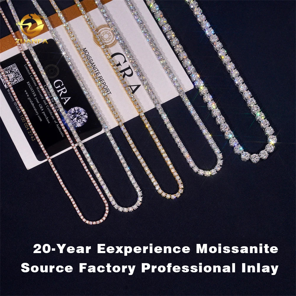 Luxury Men Women Hip Hop Iced Out Fine Jewelry 2MM 3MM 4MM 5MM Lab Diamond S925 Silver Vvs Moissanite Tennis Chain Necklace Sweet T 52