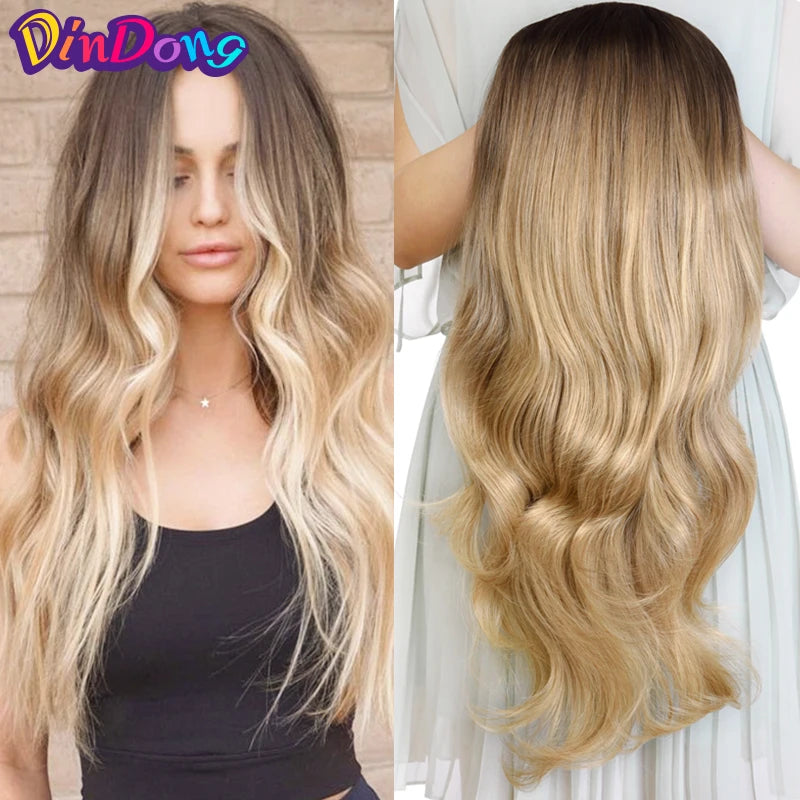 24" Synthetic Half Wigs With Clip in Hair Extensions, Long Wavy Hair, 3/4 Wigs, Heat Resistant