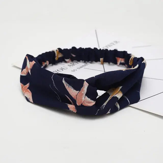 Bohemian Criss-Cross Elastic Hair Bands - Knot Headbands for Women & Girls - Bandana Girls Striped Hairwear-Headbands-SWEET T 52