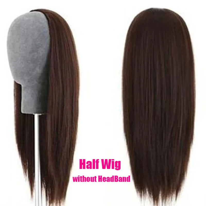 3/4 Half Wigs - Straight Human Hair HeadBand Wigs, Long Malaysian Remy Hair, Glueless, Full Machine Made Wigs for Women & Girls-hair accessories-SWEET T 52