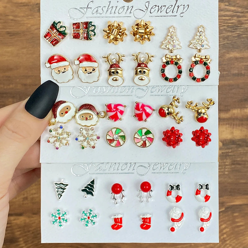 Christmas Festival or Gift Earrings for Women. Snowflake/Socks/Christmas Tree/Santa Claus/Wreath