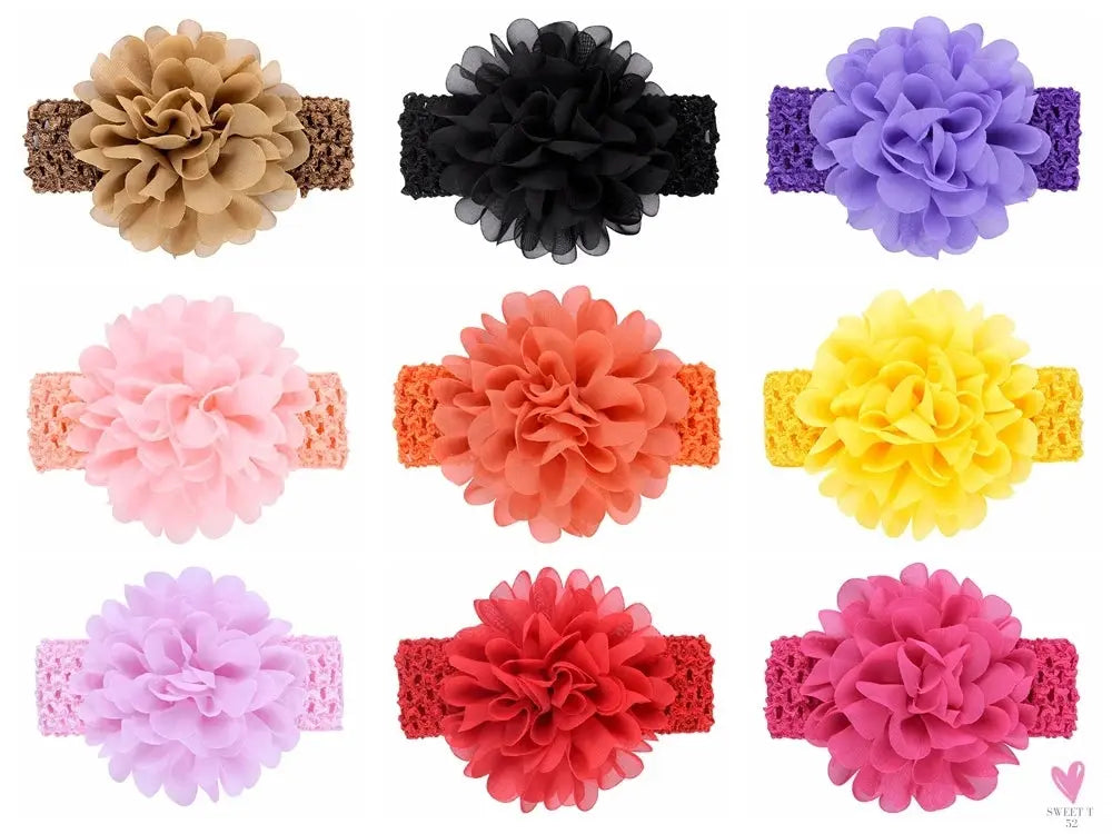 Head Band for Infants/Toddlers - Girls' Headbands, Chiffon Flower, Soft Stretchy Hair Band Accessories Sweet T 52
