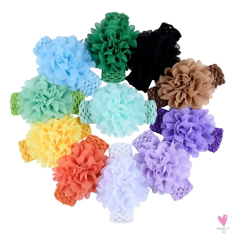 Head Band for Infants/Toddlers - Girls' Headbands, Chiffon Flower, Soft Stretchy Hair Band Accessories Sweet T 52