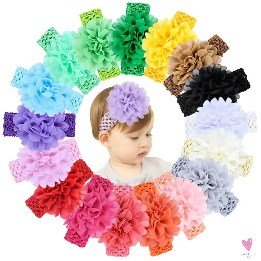 Head Band for Infants/Toddlers - Girls' Headbands, Chiffon Flower, Soft Stretchy Hair Band Accessories Sweet T 52