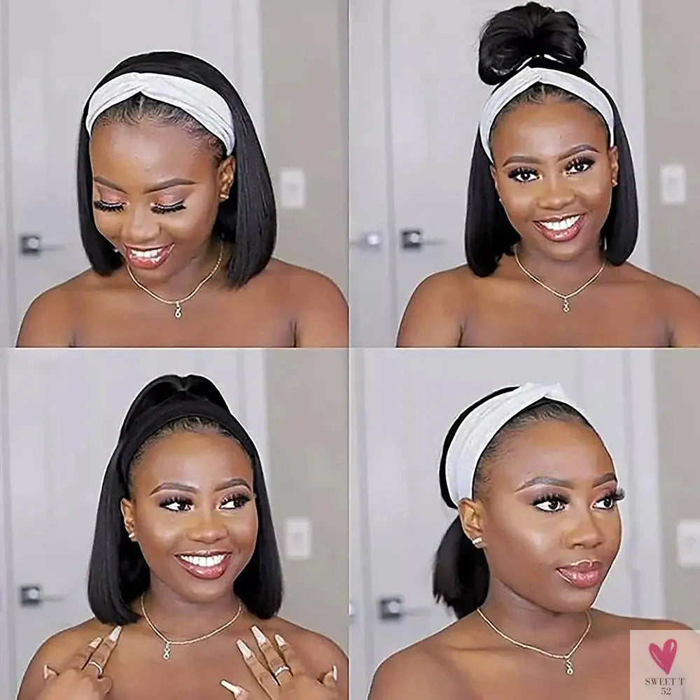 Headband Wigs - Human Hair Headband Wigs for Women, Easy Wear & Go, Glueless Wigs Sweet T 52