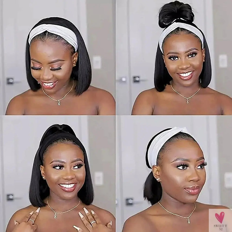 Headband Wigs - Human Hair Headband Wigs for Women, Easy Wear & Go, Glueless Wigs Sweet T 52