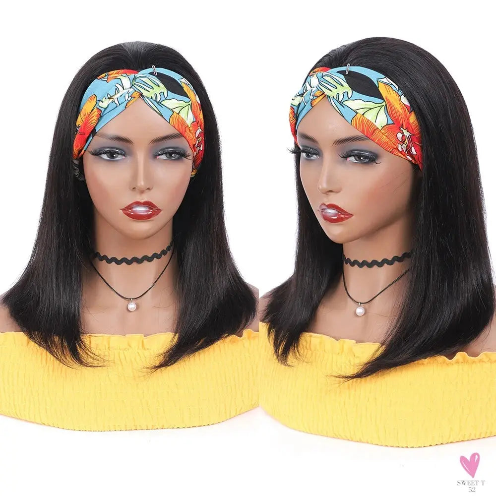 Headband Wigs - Human Hair Headband Wigs for Women, Easy Wear & Go, Glueless Wigs Sweet T 52