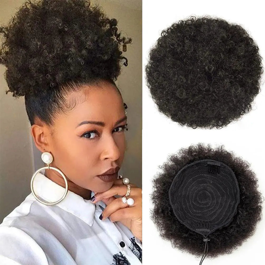 Afro Puff Kinky Curly Drawstring Ponytail - 4, 6 & 8 Inch, 8 Shades