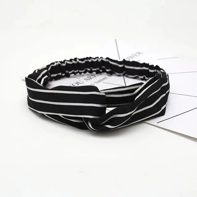 Bohemian Criss-Cross Elastic Hair Bands - Knot Headbands for Women & Girls - Bandana Girls Striped Hairwear-Headbands-SWEET T 52