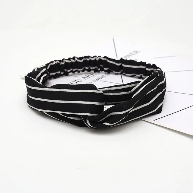 Bohemian Criss-Cross Elastic Hair Bands - Knot Headbands for Women & Girls - Bandana Girls Striped Hairwear