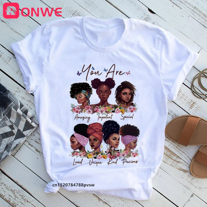 Beautiful African Lady Women T-shirt Girl Sisters Black Lives Matter Funny 90S Print Tops Tee,Drop Ship SWEET T 52