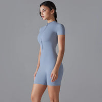 Wholesale Gym One Piece Yoga Romper Zipper Short Sleeve Fitness Jumpsuit for Women Sweet T 52