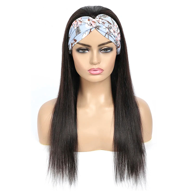 3/4 Half Wigs - Straight Human Hair HeadBand Wigs, Long Malaysian Remy Hair, Glueless, Full Machine Made Wigs for Women & Girls-hair accessories-SWEET T 52