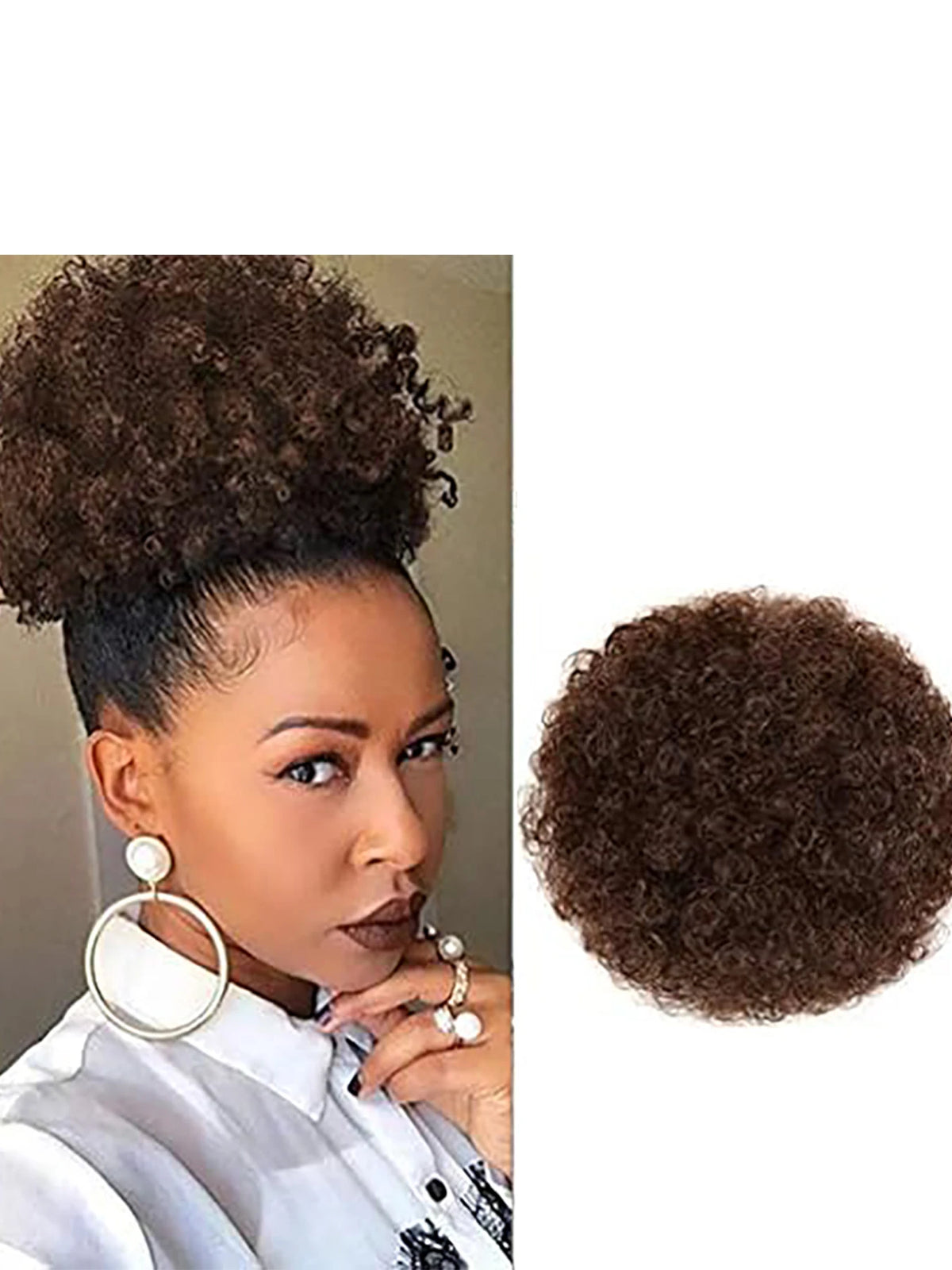 Afro Puff Kinky Curly Drawstring Ponytail - 4, 6 & 8 Inch, 8 Shades