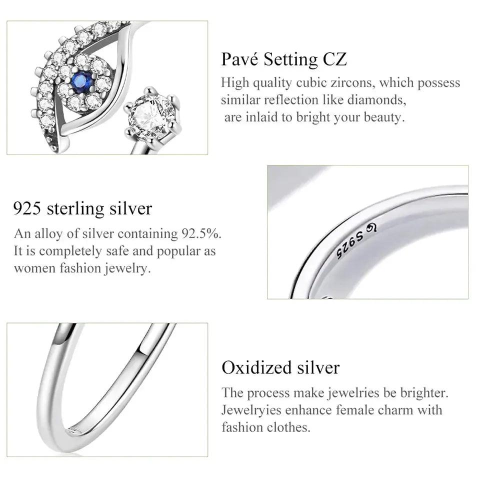 925 Sterling Silver Open Adjustable Rings for Women & Girls. Wedding, Engagement, Anniversary or Gift Rings-ring-SWEET T 52
