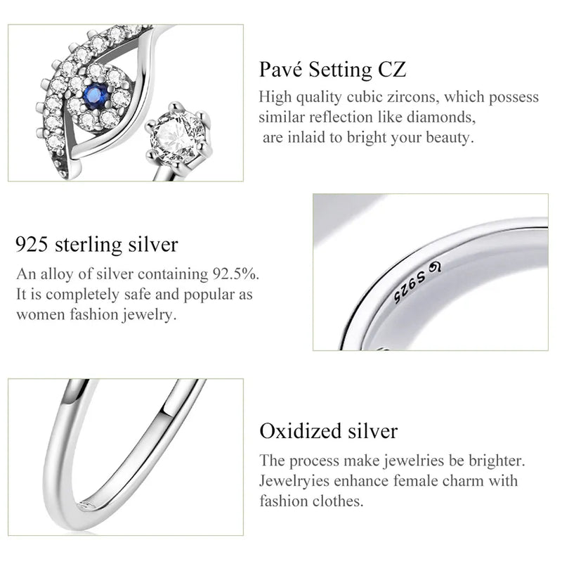 925 Sterling Silver Open Adjustable Rings for Women & Girls. Wedding, Engagement, Anniversary or Gift Rings