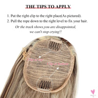 Highlight Blonde Long Ponytail 120G Clip In Hair Extensions Drawstring Straight Clip In 100% Real Human Hair Extensions #P8/613 SWEET T 52