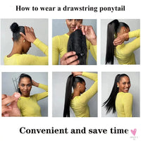 Highlight Blonde Long Ponytail 120G Clip In Hair Extensions Drawstring Straight Clip In 100% Real Human Hair Extensions #P8/613 SWEET T 52