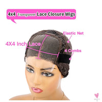 Highlight Brown Silk Base Wigs, Human Hair. Glueless Human Hair Wigs with Brown Roots, 200 Density Lace Front Wigs, Short Bob Wigs Sweet T 52