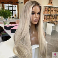 Highlight Ombre Ash Blonde Color Wig 13x3 Curly Synthetic Lace Front Wigs Baby Hair 30Inch Long Wavy Frontal Lace Wigs For Women Sweet T 52
