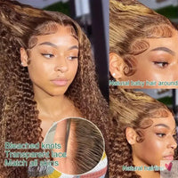 Highlights - Deep Wave Frontal Wigs, 13x6 Hd Brown Lace Human Hair Wigs, Glueless, Ready To Wear for Women Sweet T 52