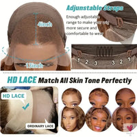 Highlights - Deep Wave Frontal Wigs, 13x6 Hd Brown Lace Human Hair Wigs, Glueless, Ready To Wear for Women Sweet T 52