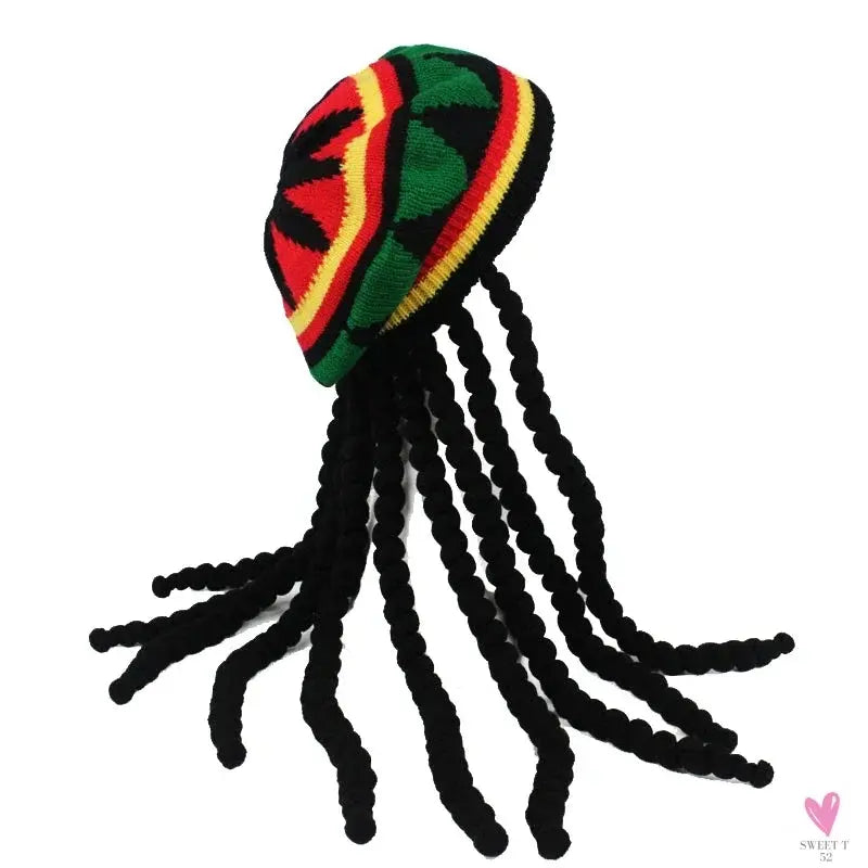 Hip Hop Knitted Cap Wig, Braided Hat, Male/Female Jamaican  Beanie, Hombre Dreadlocks, Reggae Beanie SWEET T 52