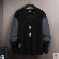 Hip-Hop Long Sleeve T-Shirt for Men and Boys, Loose Fit, O-Neck, With Patchwork-Shirts & tops-SWEET T 52