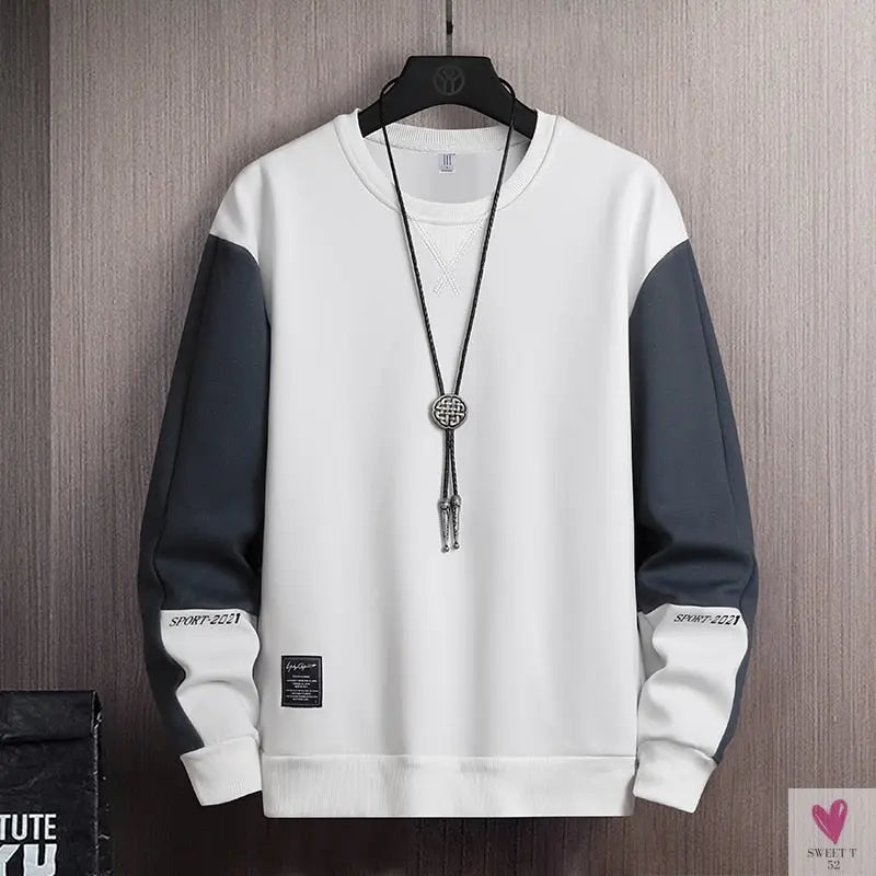 Hip-Hop Long Sleeve T-Shirt for Men and Boys, Loose Fit, O-Neck, With Patchwork-Shirts & tops-SWEET T 52