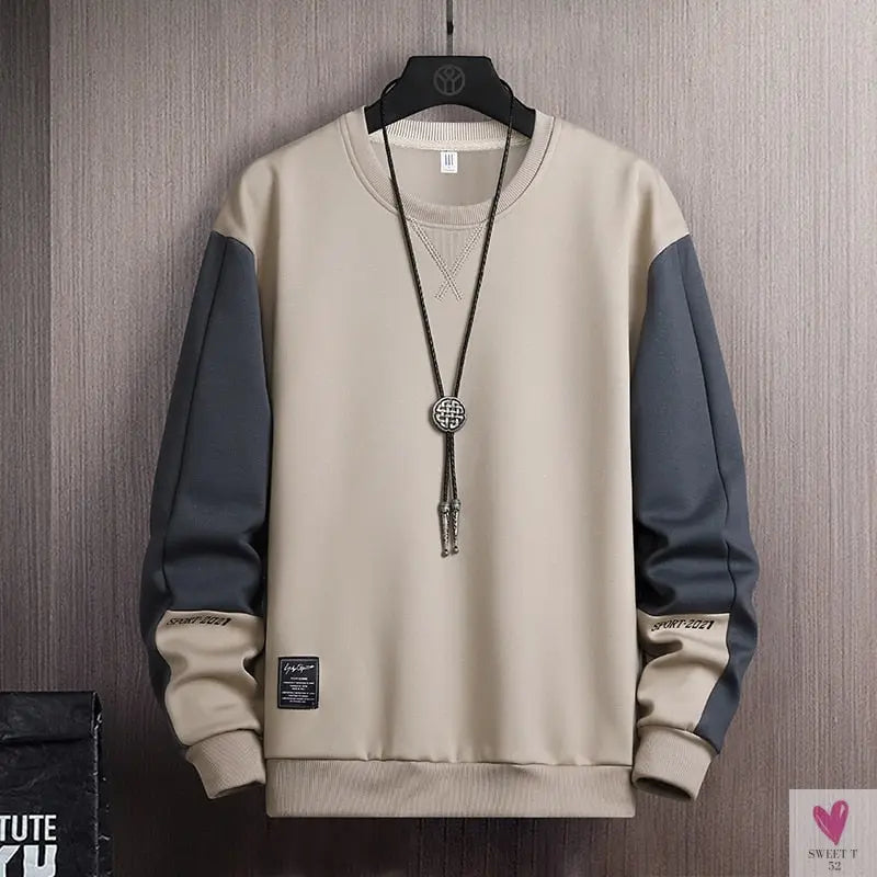 Hip-Hop Long Sleeve T-Shirt for Men and Boys, Loose Fit, O-Neck, With Patchwork-Shirts & tops-SWEET T 52