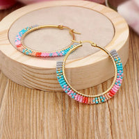 Hoop Earrings/Stainless Steel Earrings - Miyuki Beaded Earrings for Women & Girls,Trendy Bohemian Pendientes-Earrings-SWEET T 52