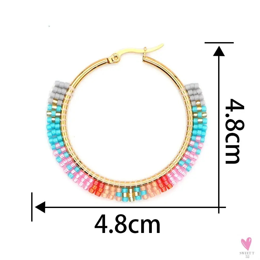 Hoop Earrings/Stainless Steel Earrings - Miyuki Beaded Earrings for Women & Girls,Trendy Bohemian Pendientes-Earrings-SWEET T 52