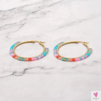 Hoop Earrings/Stainless Steel Earrings - Miyuki Beaded Earrings for Women & Girls,Trendy Bohemian Pendientes-Earrings-SWEET T 52