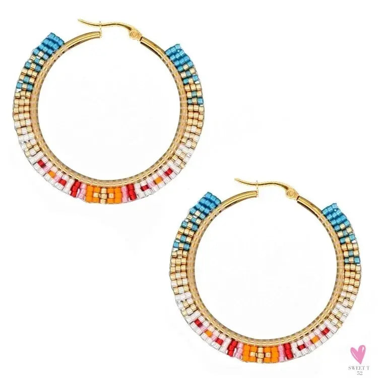 Hoop Earrings/Stainless Steel Earrings - Miyuki Beaded Earrings for Women & Girls,Trendy Bohemian Pendientes-Earrings-SWEET T 52