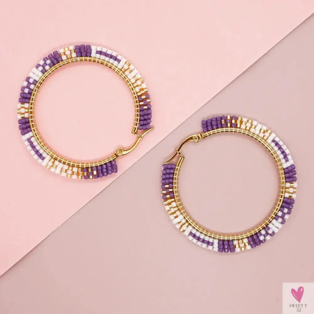 Hoop Earrings/Stainless Steel Earrings - Miyuki Beaded Earrings for Women & Girls,Trendy Bohemian Pendientes-Earrings-SWEET T 52