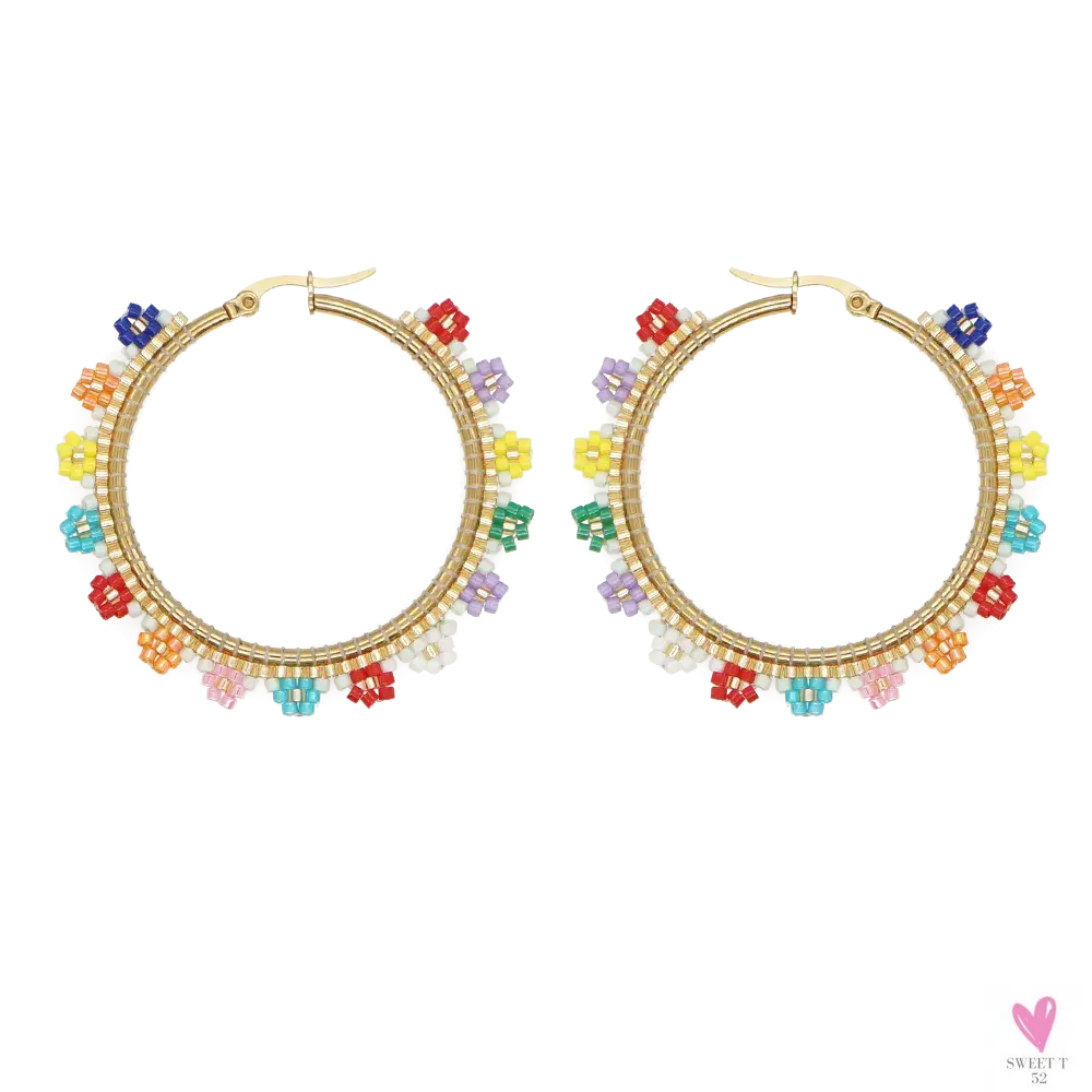 Hoop Earrings/Stainless Steel Earrings - Miyuki Beaded Earrings for Women & Girls,Trendy Bohemian Pendientes-Earrings-SWEET T 52