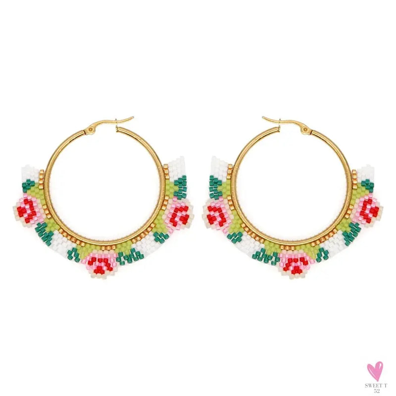 Hoop Earrings/Stainless Steel Earrings - Miyuki Beaded Earrings for Women & Girls,Trendy Bohemian Pendientes-Earrings-SWEET T 52