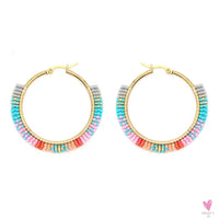 Hoop Earrings/Stainless Steel Earrings - Miyuki Beaded Earrings for Women & Girls,Trendy Bohemian Pendientes-Earrings-SWEET T 52