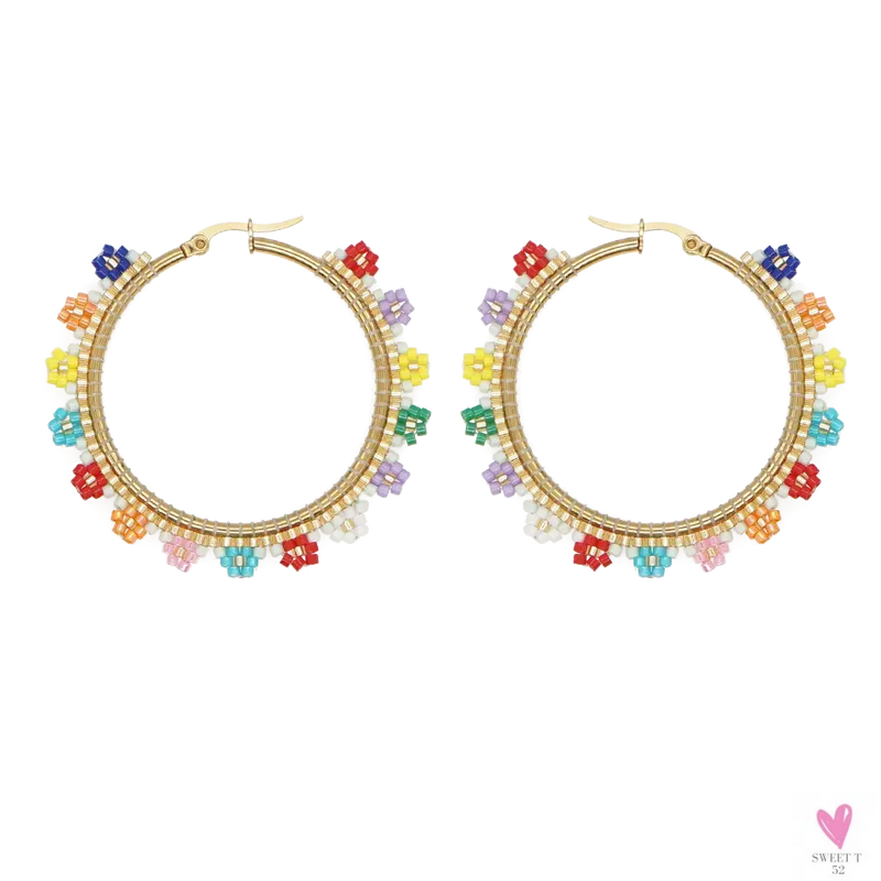 Hoop Earrings/Stainless Steel Earrings - Miyuki Beaded Earrings for Women & Girls,Trendy Bohemian Pendientes-Earrings-SWEET T 52