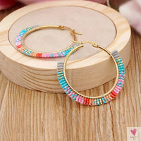 Hoop Earrings/Stainless Steel Earrings - Miyuki Beaded Earrings for Women & Girls,Trendy Bohemian Pendientes-Earrings-SWEET T 52