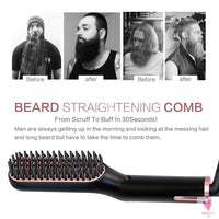 Hot Comb Straightener Heating Comb For Men Beard Electric Negative Ion Hair Straightening Brush Wet Dry Use Quick Hair Styler SWEET T 52
