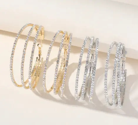 Layered C-Shaped Triple Circle Earrings