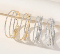 Layered C-Shaped Triple Circle Earrings