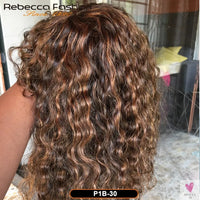 Jerry Curly Short Pixie Bob Cut Human Hair Wigs With Bang Honey Blonde Ombre Color For Black Women Remy Hair Full Machine Made Sweet T 52