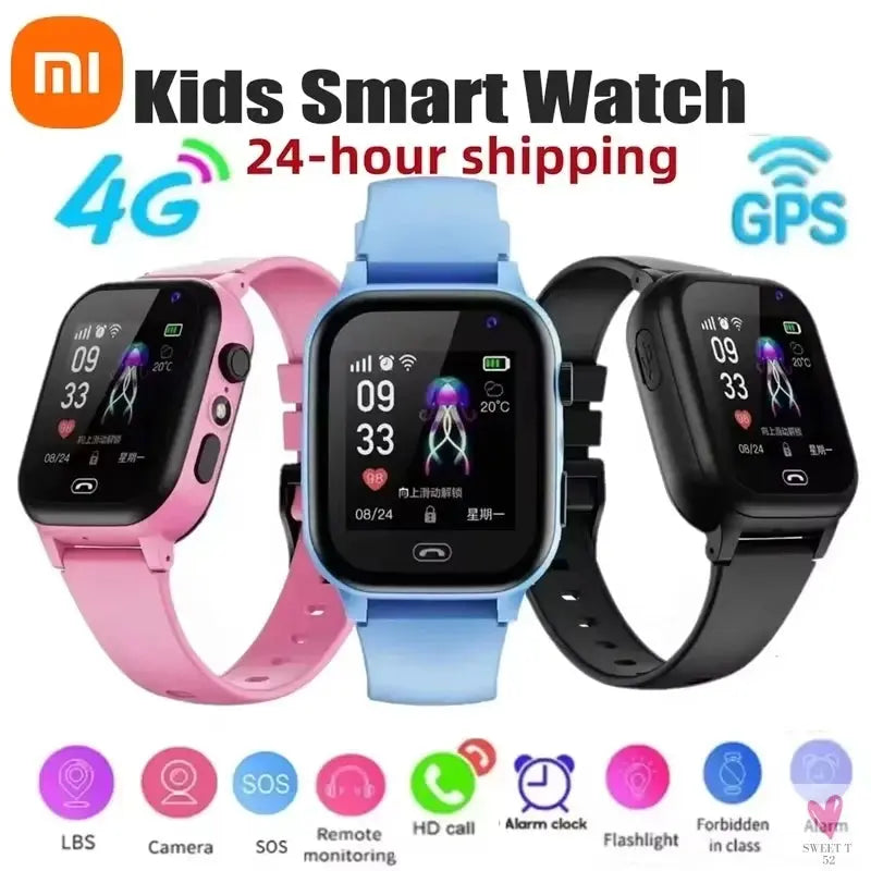 Kids 4G Smart Watch - SOS, GPS Location, Video Call, Sim Card. Child Smart Watch/Camera, Waterproof Watch For Boys Girls Sweet T 52