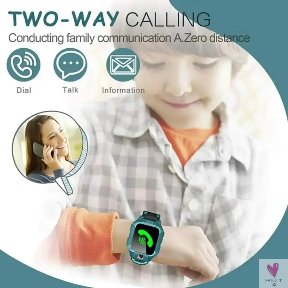 Kids Smart Watch, SOS Phone Watch, Ip67 Waterproof, Remote Photo, Voice Chat Smartwatch, Compatible For IOS Android-activity monitors-SWEET T 52