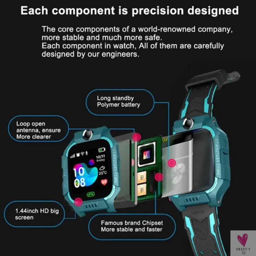 Kids Smart Watch, SOS Phone Watch, Ip67 Waterproof, Remote Photo, Voice Chat Smartwatch, Compatible For IOS Android-activity monitors-SWEET T 52