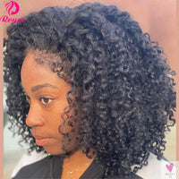 Kinky Curly Edged Short Bob - Human Hair Transparent Lace Front Wigs for Women & Girls, Remy Human Hair SWEET T 52