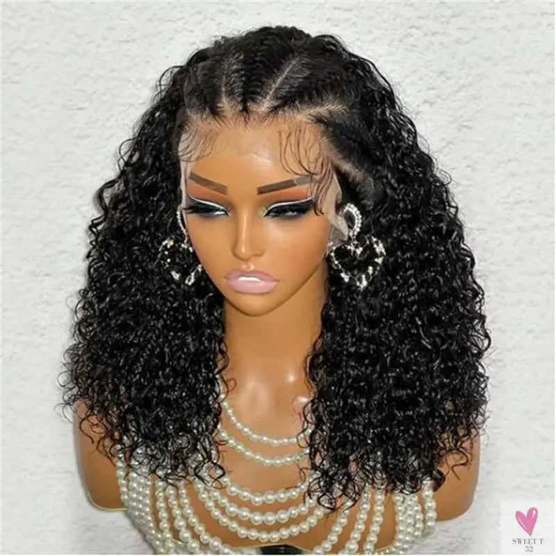 Kinky Curly Soft Long Black Wig - 180% Density, Preplucked, Lace Front For Women & Girls - Glueless & Heat Resistant-hair accessories-SWEET T 52